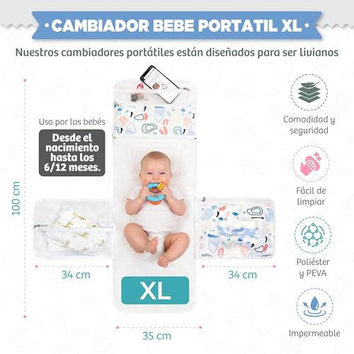 Miniatura 2 de Cambiador Bebe Portatil Xl Impermeable 5 Compartimentos Y Portadocumentos Organizador Viaje Regalo Bebé Recien Nacido Diseño Elegante Compacto Para Padres Y Abuelos