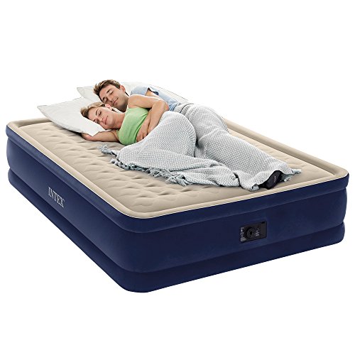 Intex Dura-Beam Series Elevated Deluxe Airbed with Built-In Electric Pump, Bed Height 18', Queen - Amazon Exclusive