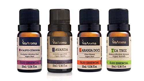 Kit 4 Óleo Essencial - Eucalipto, Lavanda, Laranja e Tea Tree/Mel...