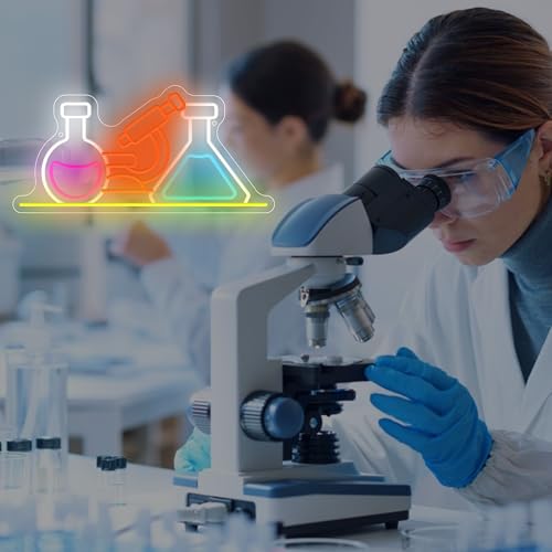 Image of Science Laboratory Neon Sign,Beaker Neon Lights for Chemistry Lab Decor,USB Powered LED Flask Light Up Signs for Classroom,Medical Lab,Party Decorations,Gift for Chemist