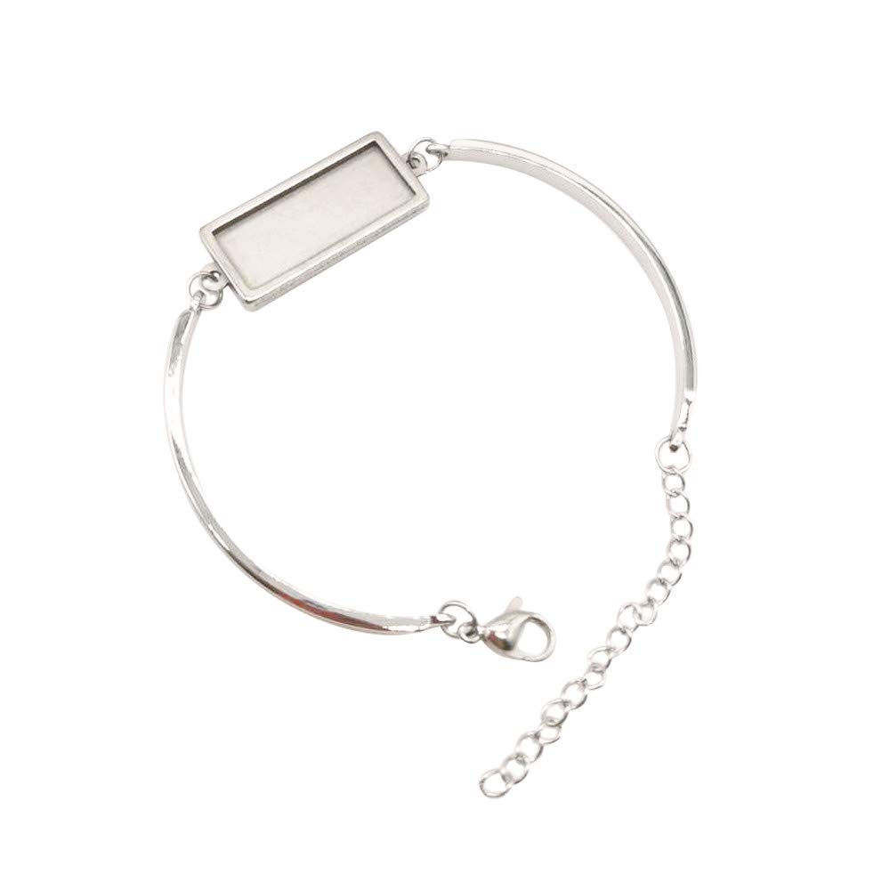 5pcs 10x25mm Stainless Steel Rectangle cabochon Bracelet Base Blank Settings DIY Bezel Trays for Bracelets Base