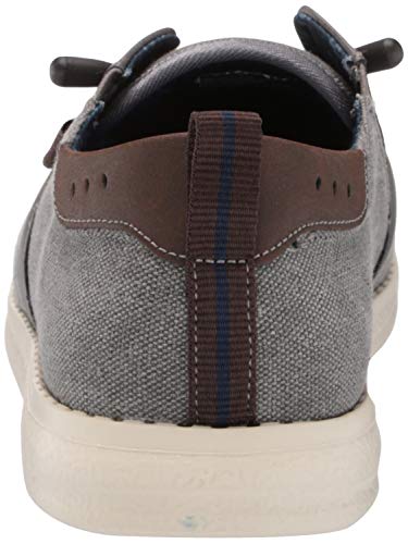 Nunn Bush Men\'s Brewski Moc Toe Slip-on Canvas Knit Loafer with Elastic Bungee, Gray, 10 Wide