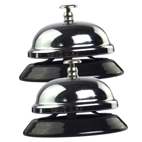 Uonlytech 2 pièces Cloche de Table Métal Sonnette de Service Ergonomique Clair pour Cuisine Restaurant Réception