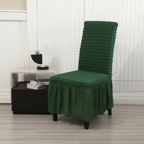 Dorm Chair Cover, Dining Chair Slipcover Stretch Washable With Skirt Green