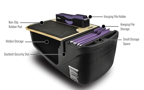 Image of AutoExec Efficiency FileMaster Car Desk for Your Vehicle Workstation and Mobile Office, Natural Birch