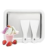 JoyMech Eisplatte Eis Rolls, Eisplatte, Rolled Ice Cream Maker, Ice Cream Rolls Maker, Kleine Instant Ice Rolls Maschine, mit 2 Spateln, für hausgemachte gerollte Eiscreme, gefrorener Joghurt (Weiß)