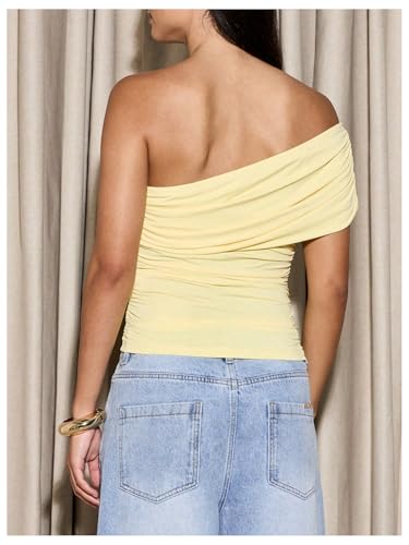 SOLY HUX Women's Ruched Tank Top One Shoulder Asymmetrical Neck Slim Fitted Summer Tops2