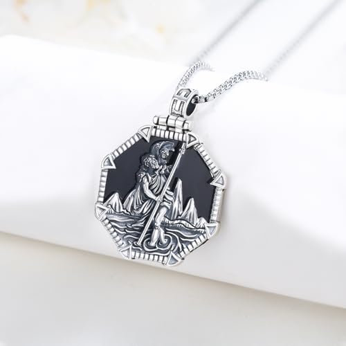 Saint Necklace 925 Sterling Silver St Necklace Amulet Pendant Jewelry Religious Gift for Men Women3