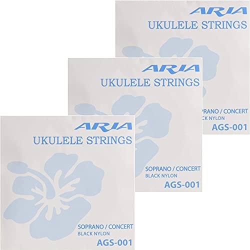 AA ubNiC EN \vm/RT[gp Aria Black Nylon Ukulele Strings AGS-001 (3Zbg)
