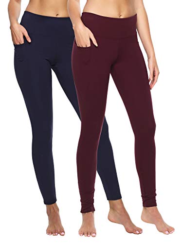 Felina | Athletic Pocket Leggings | 2-Pack | Lounge (Wine Peacoat, Large) #TOP19