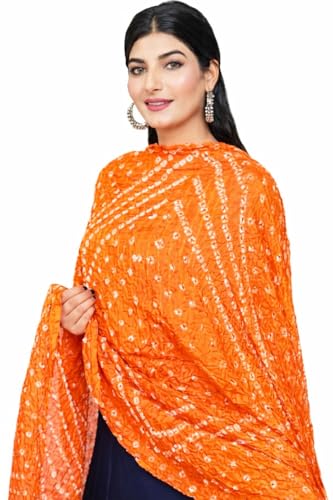 Image of PK HUB Women's Jaipuri Rajasthani Art Silk Bandhej Bandhani Dupatta
