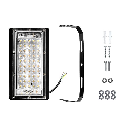 Lampara LED 100W Luz De Inundación Iluminación Exterior 50W Bombilla De Alta Potencia Foco Impermeable Lámpara De Calle Lámpara De Pared For Exteriores(Warm-White-50W-2PCS)