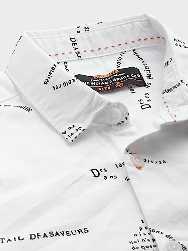 Image of THE INDIAN GARAGE CO Men's Cotton Slim Fit Abstract Printed Half Sleeves Cutaway Collar Casual Shirt