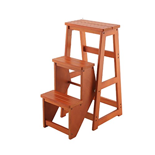 Preisvergleich Produktbild Stuhl-Schritt-Schemel-einzelner fester hölzerner faltender Schritt-Schemel Doppelzweck-Schritt-Stuhl-dreistufiger Leiter-niedriger Schemel-Eisen-Holz-Bank-Innenleiter-H...