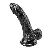 6.1 inch Realistic Silicone Dick Thrusting Wand Adult Toy for Women Thrusting Big Black Dilbos with Strong Suction Cup E-6A
