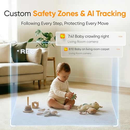 Image of Monai 4K Smart Baby Monitor, Eye-Safe 950nm Night Vision, 7 AI Features, Phone App Baby Camera, 8X Zoom, Instant Alerts (Cry /Face Covered), No Monthly Fee, Hack-Proof, Local Storage