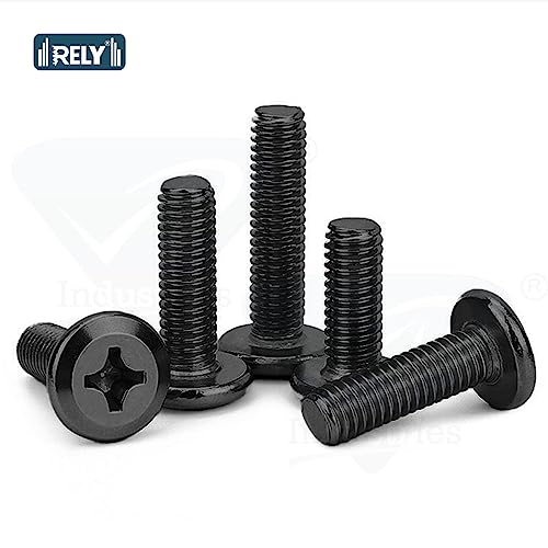 Image of Rely⇒VP INDUSTRIES (Pcs-25) M6x30 mm JCB Philips Flat Head Screw Black Zinc Finish | Flat Head Furniture Bolt Crib Bunk Bed Furniture Cot, Barrel Bolt, High Tensile Carbon Steel 10.9 Grad