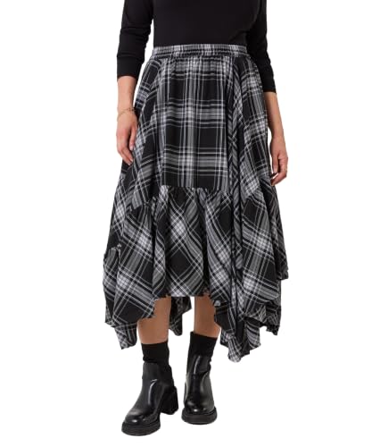 Image of Joe Browns Women's Checked Asymmetric Hem Maxi Skirt, Black, UK 10