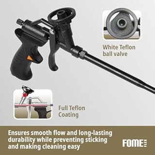 Fome Flex Black Edition Foam Gun – Teflon-Coated PU Foam Applicator – Anti-Clog, Easy-Clean Design – for Expanding Foam & Sealant – Ideal for PU Foam, Construction, DIY & Professional
