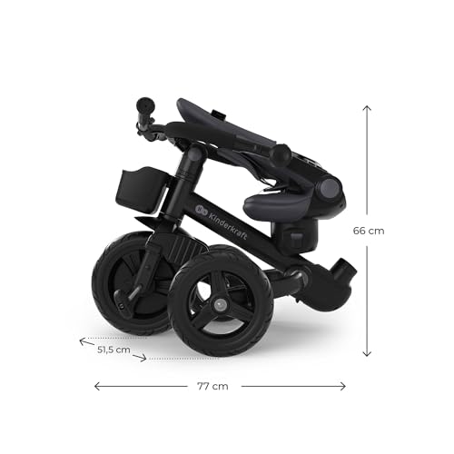 Kinderkraft AVEO 2 PRO Tricycle 6 in 1, CLICK&TWIST Rotating Seat, Reclining Both Directions, Foldable Compact Frame, UPF50+ Canopy, Freewheel, 9 Months to 5 Years, Grey - 16