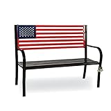 BACKYARD EXPRESSIONS PATIO · HOME · GARDEN 906727 Metal American Flag Patio Front Porch or Park Bench Outdoor, Red/White/Blue