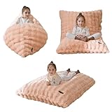 MAXYOYO 3 in 1 Kids Bean Bag Chair Bed, Child Floor Sofa for Gaming, Reading, Convertible Bean Bag Floor Cushion with Machine Washable Cover for Living Room Bedroom, Pink