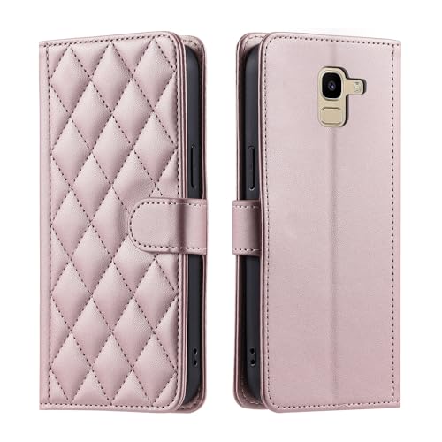 TIANDAFEIJIUB Do Samsung Galaxy J6 2018, etui portfelowe z uchwytem na karty kredytowe, miękki magnetyczny pasek na nadgarstek ze skóry PU, etui z klapką, etui na telefon ze skóry PU, odporne na