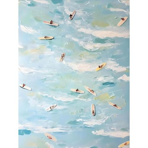WUSONGDZ Coastal Paint by Numbers Kit for Adults Framed Canvas
