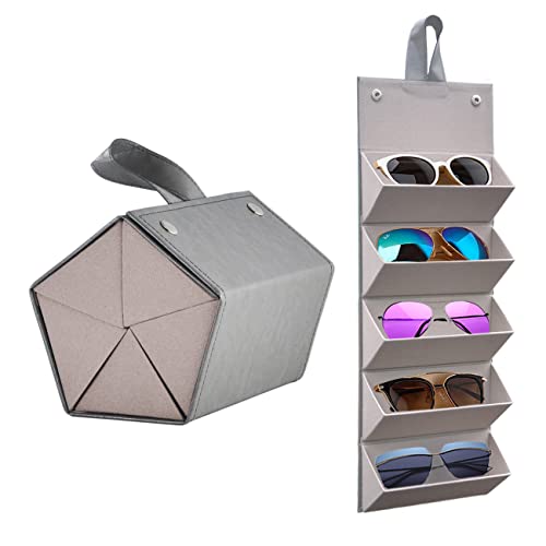 Image of Kenpal Sunglasses Storage Organizer Holder Foldable Travel Case with 5 Slot Compartments for Multiple Glasses