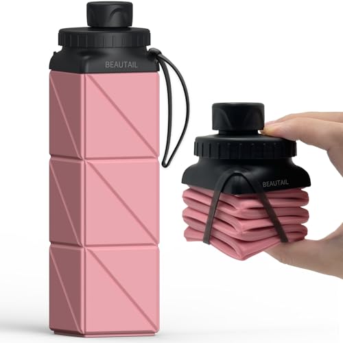 BEAUTAIL Collapsible Water Bottles 21 oz, Silicone Portable Water Bottle