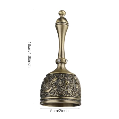 Hand Bell Brass Dinner Call Bells Loud Service Ringing Bell Tibetan Handbells for Meditation Seniors Bedside Musical Teaching Classroom