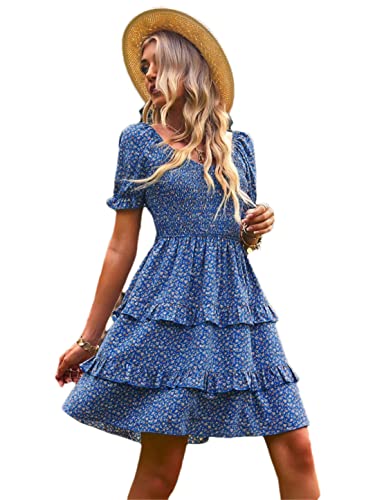 Robe d'été chic bohème bleu marine ample taille XL en V