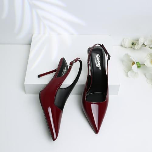 Image of RIBONGZ Sexy Slingback Pumps Elegant Dressy Heels for Women Closed Toe Pointy High Heels Wedding Bride Prom Party Evening Shoes