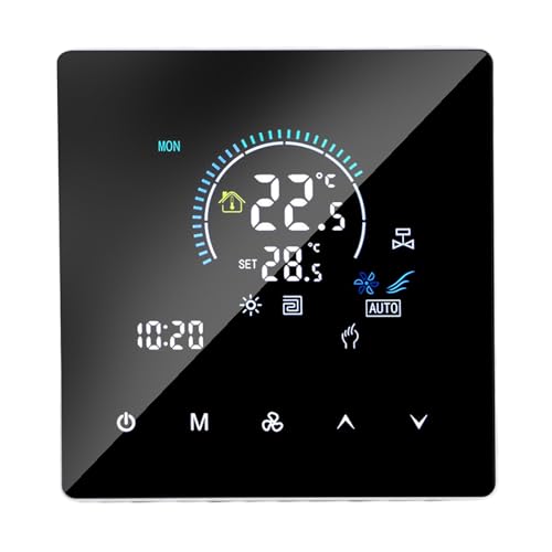 BAFOVY Termostato de Aire Acondicionado Central, Función Programable, Control de Tecla Táctil, 41 a 140 Fahrenheit, Ideal para Uso Doméstico y de Oficina
