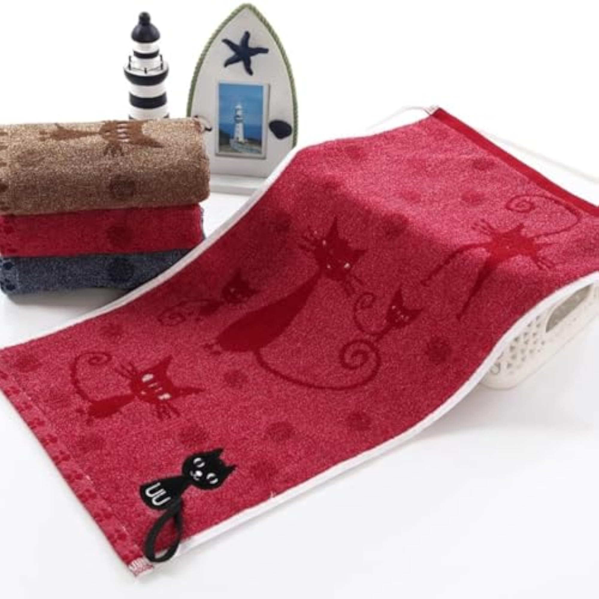 Cute Kitten Design Hand & Face Towels, Set of 3