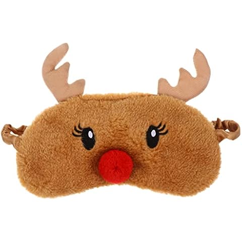 Luxshiny 3D Reindeer Faux Fur Eye Mask Cover