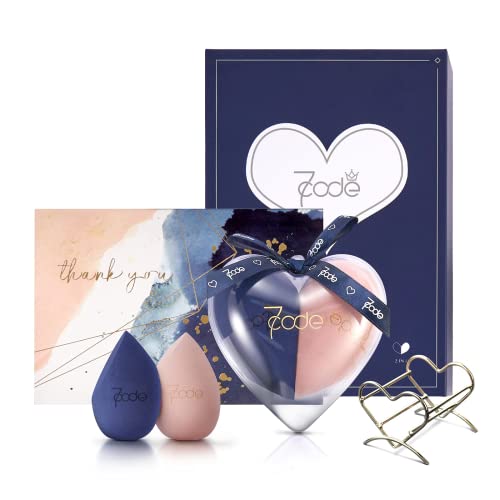 OKENTEN 2pc Makeup Sponges Blender Set, Non-Latex Beauty Sponge Egg Shaped Foundation Blending Sponge Multi Colored Makeup Sponge, Cosmetics Sponge Blender Applicators for Powder Liquid Gift Box