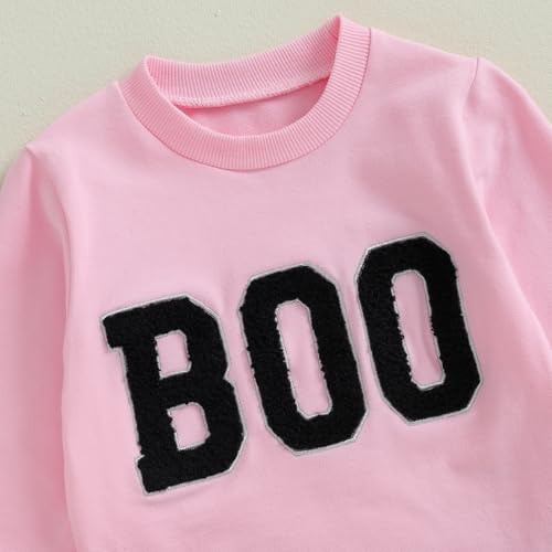 Image of FYBITBO Halloween Outfits For Toddler Girls Baby Kids Boo Sweatshirt Long Sleeve Shirt Tutu Skirt Dress Fall Clothes Sets
