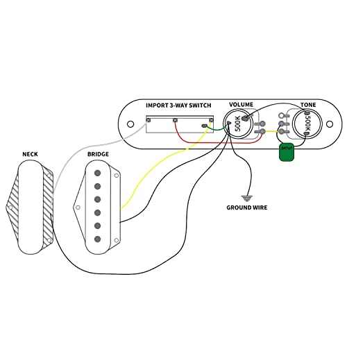 SAPHUE Guitar Control Plate Loaded Chrome/Nickel with 3 Way Switch 500K Tone and Volume Knob