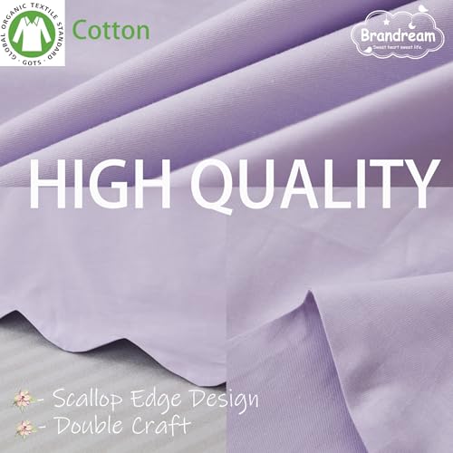 Image of Brandream Scallop Edge Cotton Crib Skirt, Baby Girl Boy Gender Neutral Crib Skirt Toddler Bedskirt Farmhouse Chic Nursery Crib Bed Skirt, Luxury Boho Bohemian Solid Purple