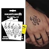 INKARTLINK Semi Permanent Tattoos, 3 Sheets of Small Temporary Tattoos, Adult Art Designs, Party Favors, Waterproof, Realistic, No Adhesive, No Reflective, Lasts 1-2 Weeks (Turtle Totem)