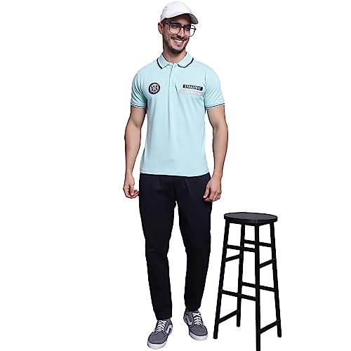 Image of Cantabil Men Cotton Blend Polo Neck Half Sleeve Solid T-Shirt (P MTSH00248)