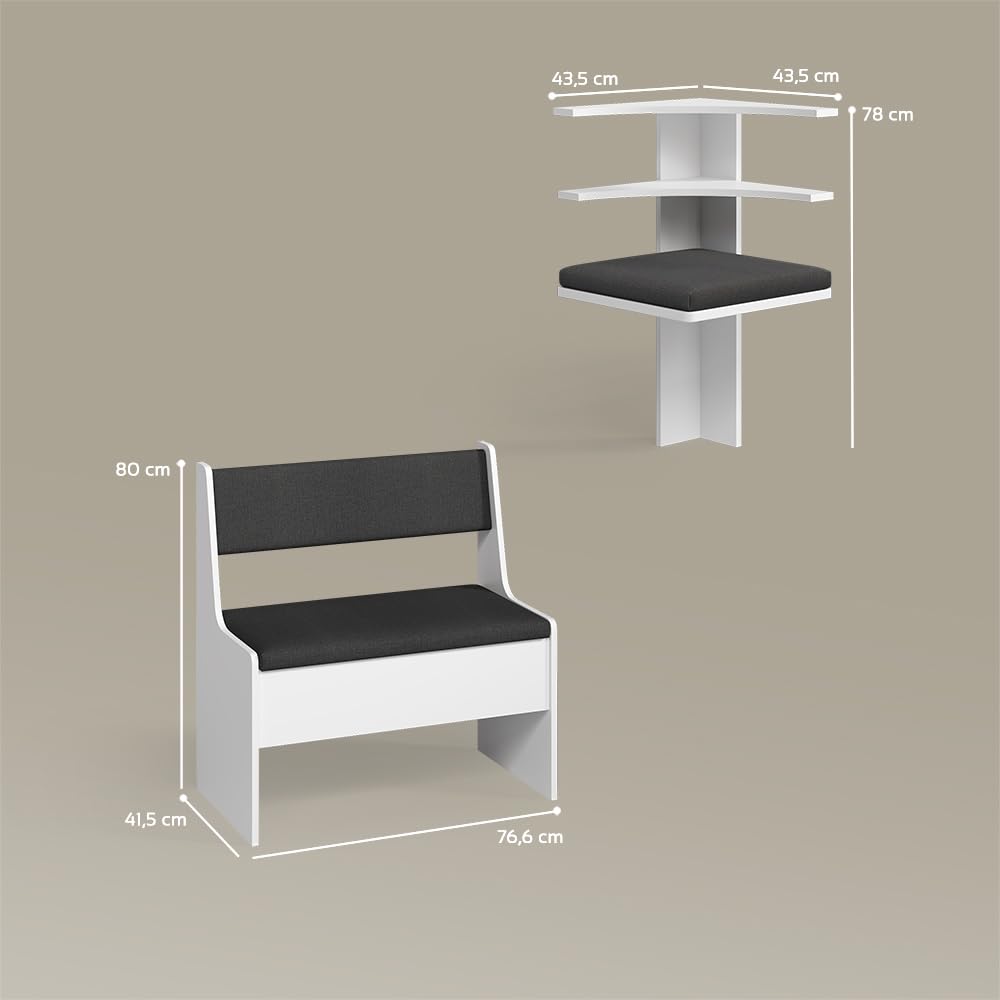 Livinity Eckbankgruppe Tiberio, Weiß, 120 x 120 cm Ohne Tisch