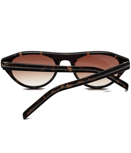 Image of EYLRIM Retro Oval Cat Eye Sunglasses for Women Men Trendy Flat Top Narrow Cateye Shades UV400 Protection