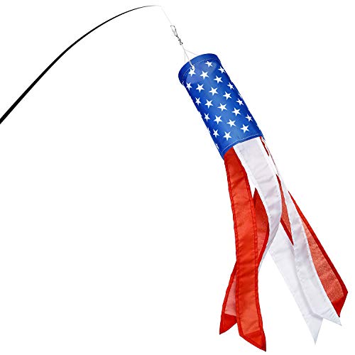 Boao 2 Pieces 24 Inch American Flag Windsock Us Stars And Stripes Hanging Decoration Windsock Waterproof Material For 4Th Of July Patriotic Day Outdoor Hangings #TOP3