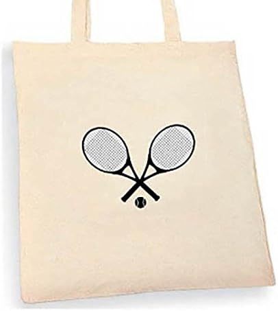 Tennis Raquet Tote bag. Beige cotton bag, Cotton Tote Bag, Can be used as a bag for life shopping bag, handbag, fashion bag, school bag, beach bag, shoulder bag.