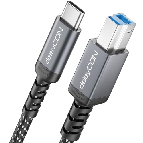 deleyCON 0,5m USB 3.0 Kabel Kurz USB-C auf USB-B Stecker Druckerkabel Datenkabel 5 Gbit/S f&uuml;r Drucker, Scanner, Externe Festplatte, Dockingstation, Monitor, Upstream Cable, Schwarz