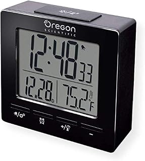 Oregon Scientific RM511A Portable Radio Controlled Alarm Clock, Dual Alarms, Indoor Temperature, Snooze