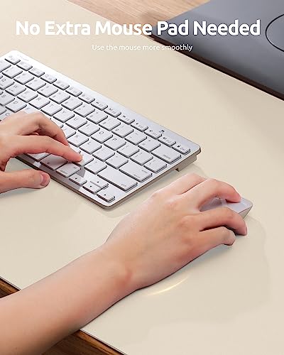 Image of YSAGi Leather Desk Mat, Large Mouse Mat, 60 x 35 cm, Beige