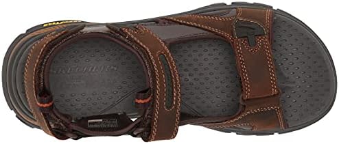 Skechers USA Men's Men's Open Toe Sandal W/Hook&Loop Strap, Crazy Horse Dark Brown, 10 | Image 4